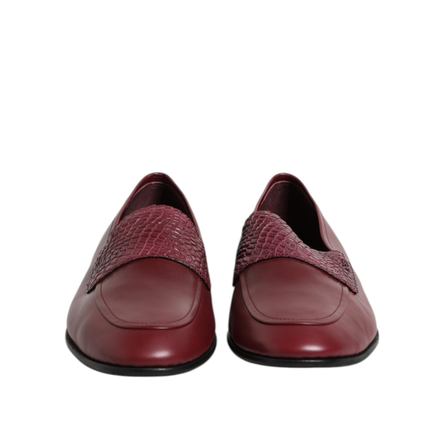 Dolce & Gabbana Burgundy Calfskin Leather Formal Slip On Shoes