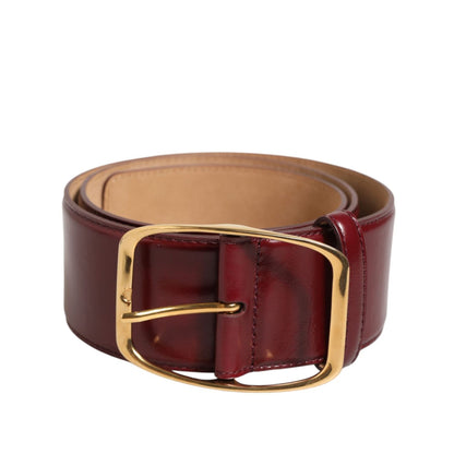 Dolce & Gabbana Burgundy Leather Gold Metal Buckle Women Belt