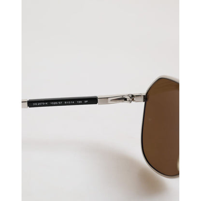 Dolce & Gabbana DG2073 Silver Steel Classic Pilot Brown Lens Sunglasses