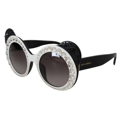 Dolce & Gabbana DG4325BM White Black Acetate Crystal Shades Sunglasses