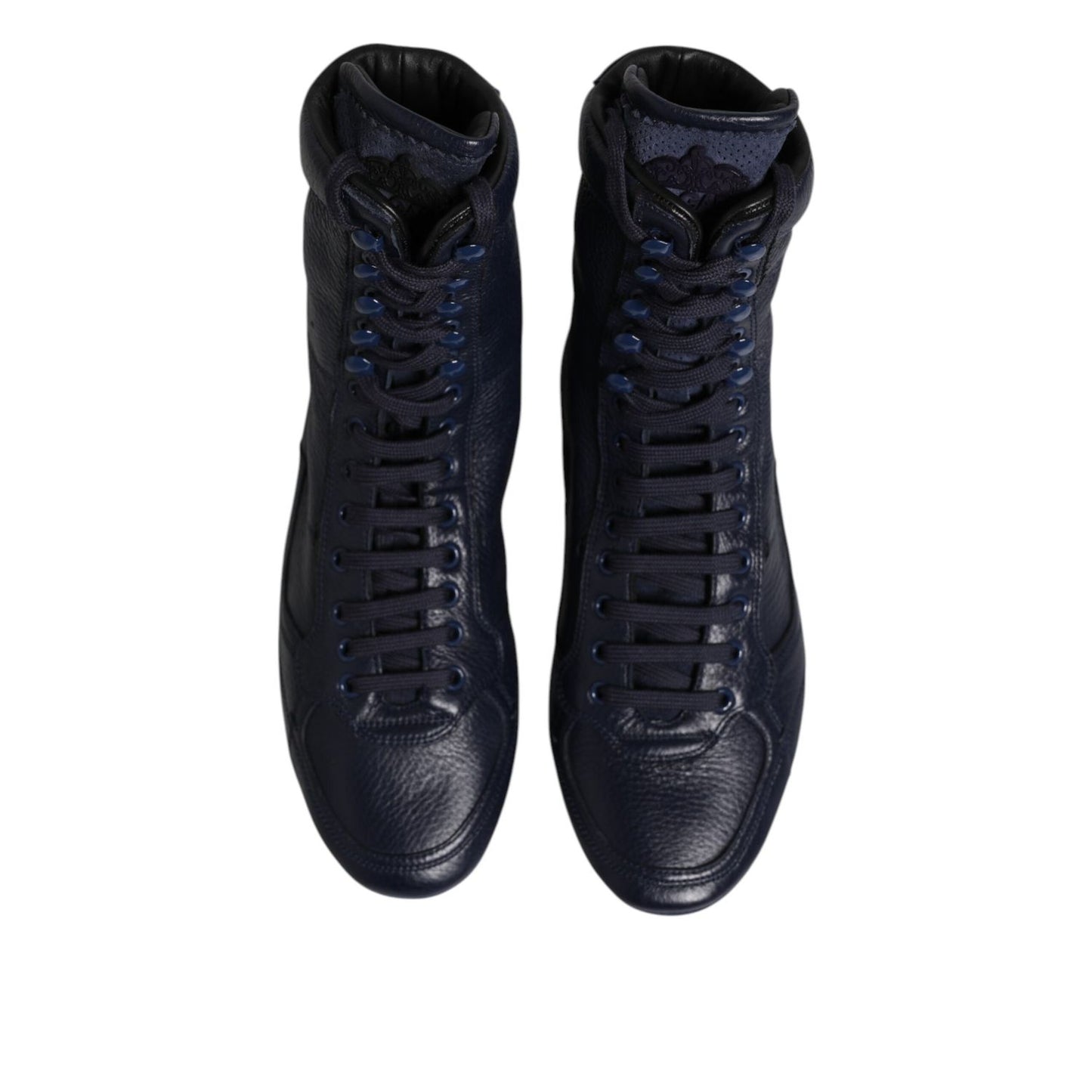 Dolce & Gabbana Dark Blue Leather KING High Top Sneakers Shoes