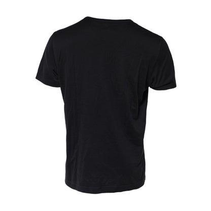 Dolce & Gabbana Dark Blue Logo Plaque Cotton Crewneck T-shirt