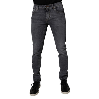 Dolce & Gabbana Dark Gray Cotton Stretch Skinny Denim Jeans