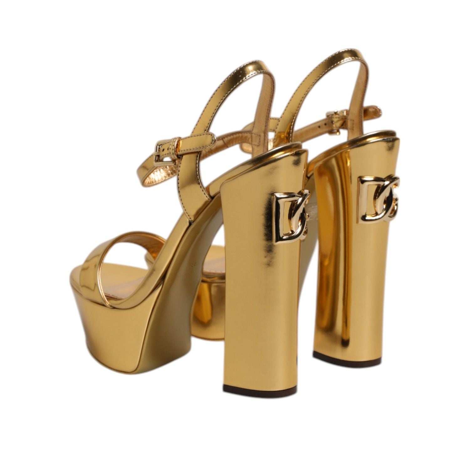 Dolce & Gabbana Gold Leather Platform Keira Sandals Shoes