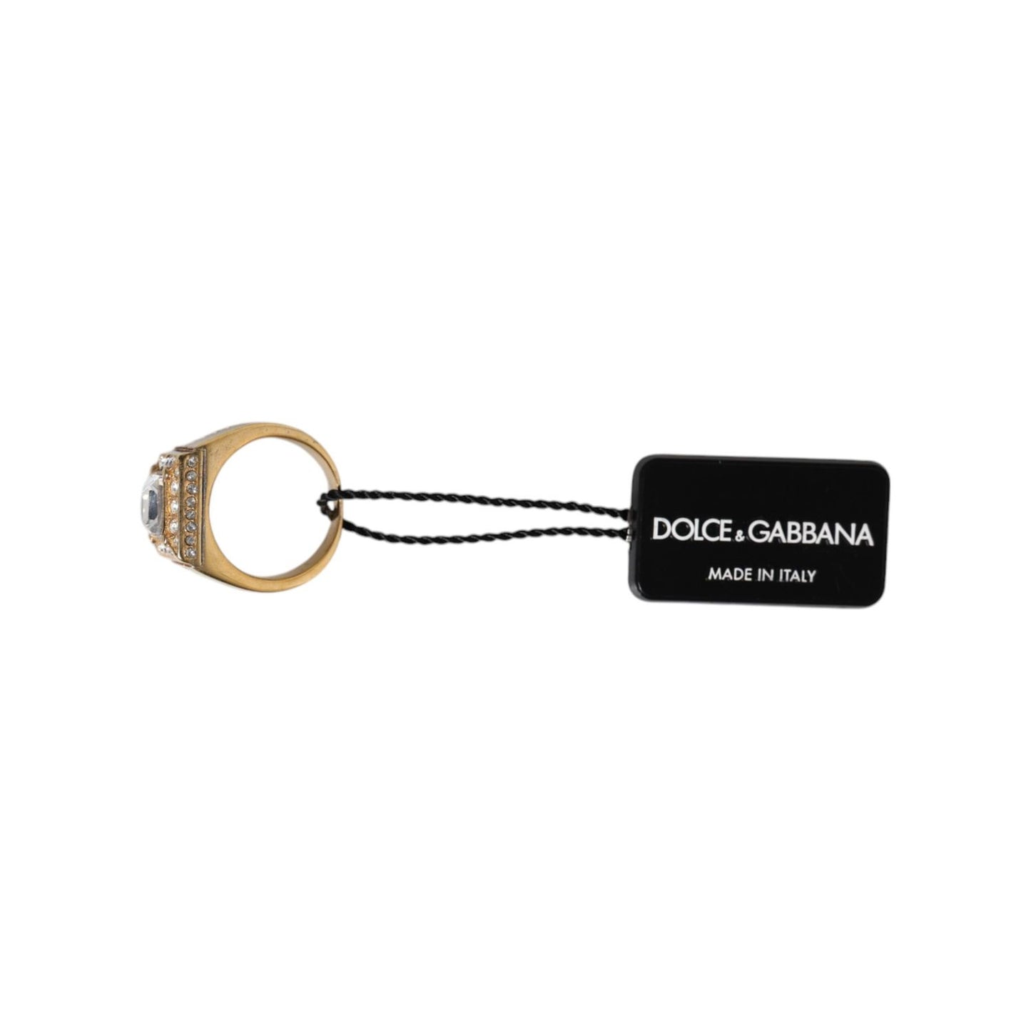 Dolce & Gabbana Gold Tone Sterling Silver 925 Crystals Ring