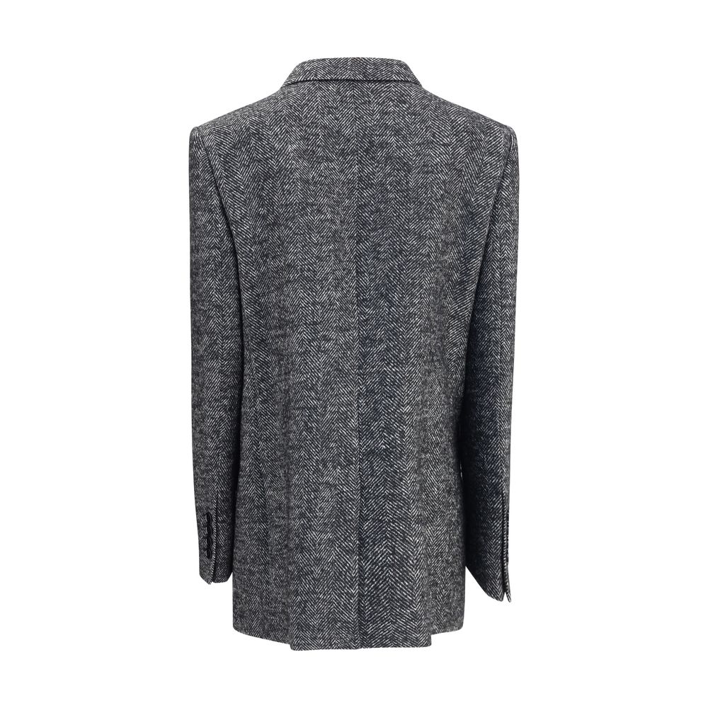 Dolce & Gabbana Gray Fleece Wool Blazer
