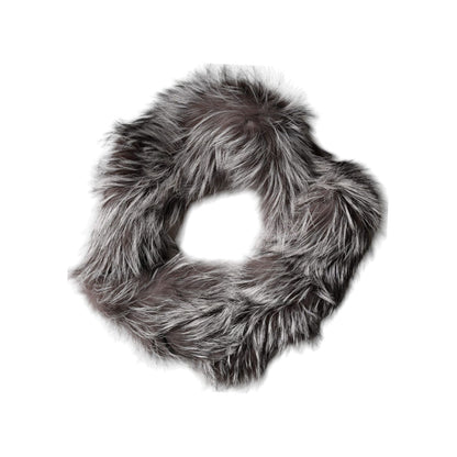 Dolce & Gabbana Gray Fox Fur Neck Wrap Warmer Winter Scarf