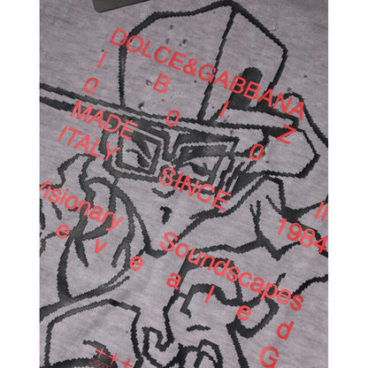 Dolce & Gabbana Gray Graphic Print Cotton Crew Neck T-shirt