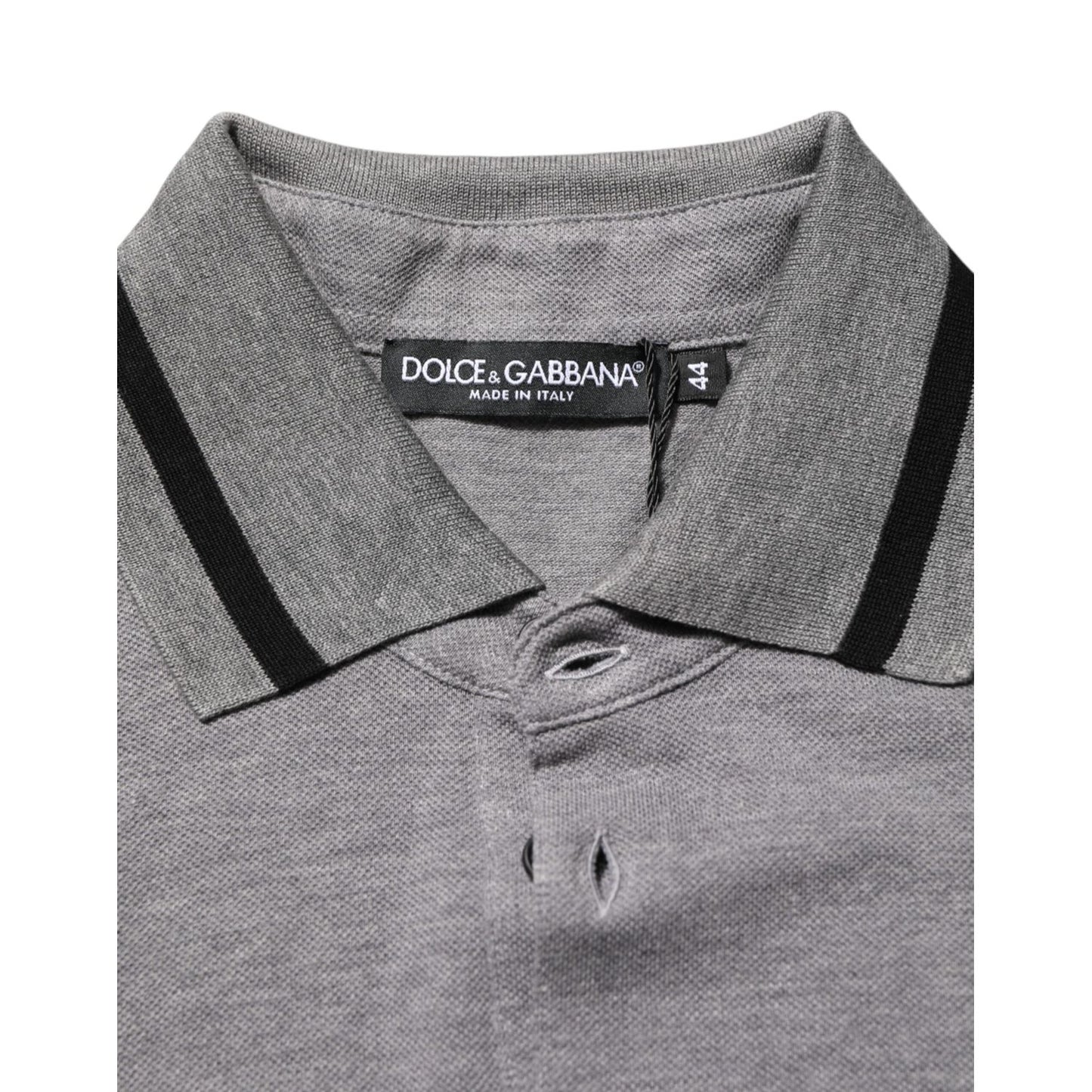Dolce & Gabbana Gray Logo Embroidery Collared Polo T-shirt
