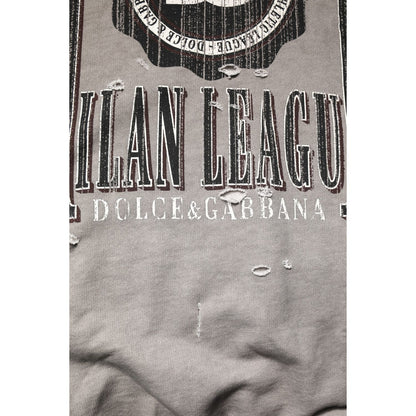 Dolce & Gabbana Gray Logo Print Crew Neck Pullover Sweater