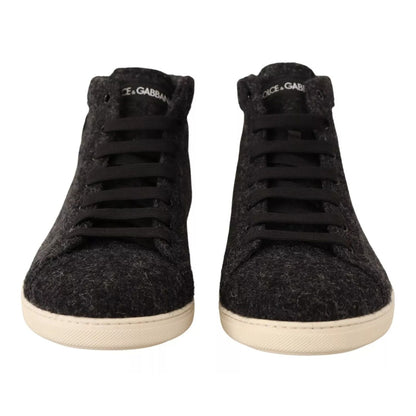 Dolce & Gabbana Gray Wool Cotton Casual High Top Sneakers