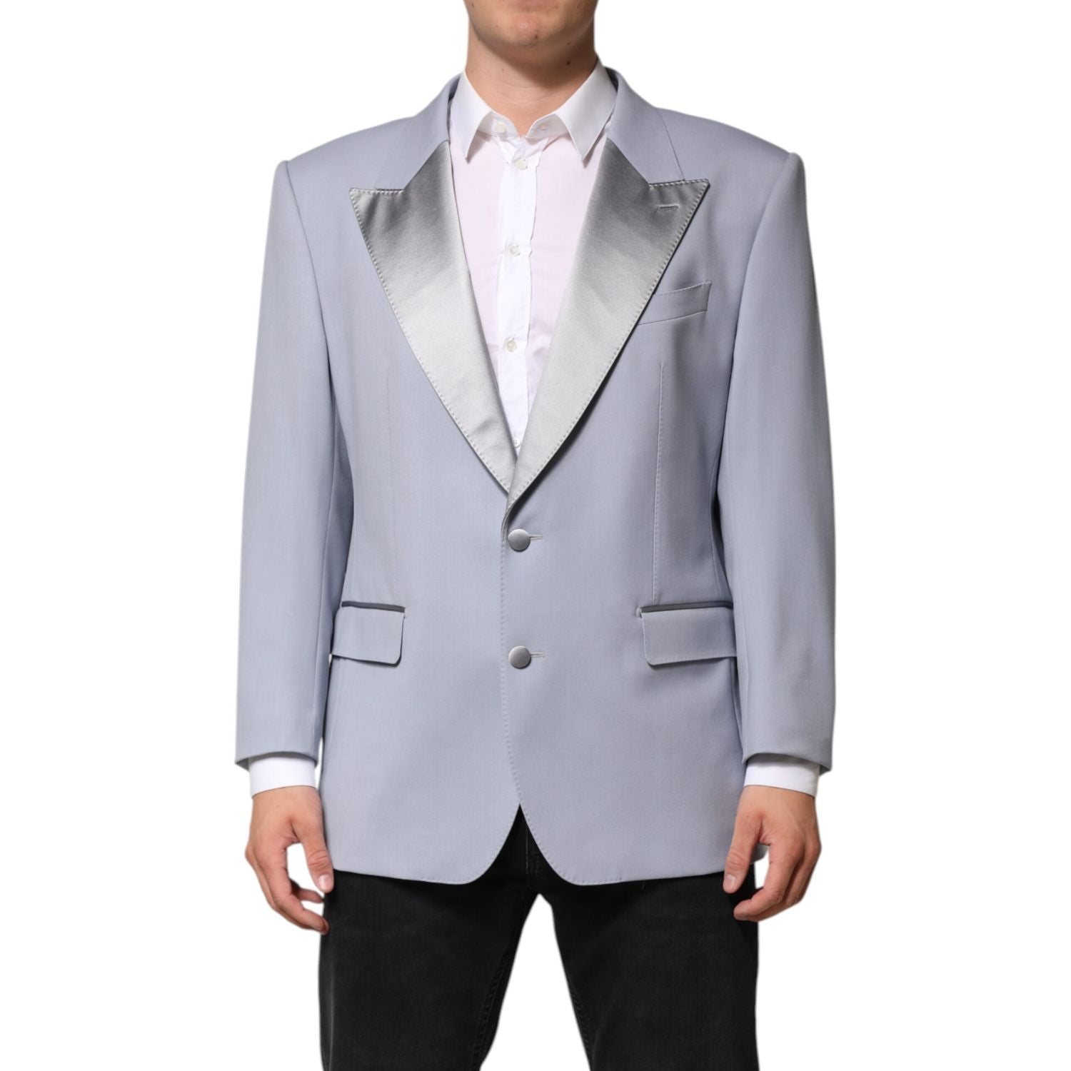 Dolce & Gabbana Gray Wool Single Breasted Men Suit Blazer