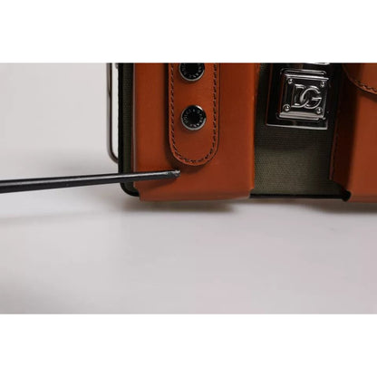 Dolce & Gabbana Green Brown Leather Clutch Purse Bag