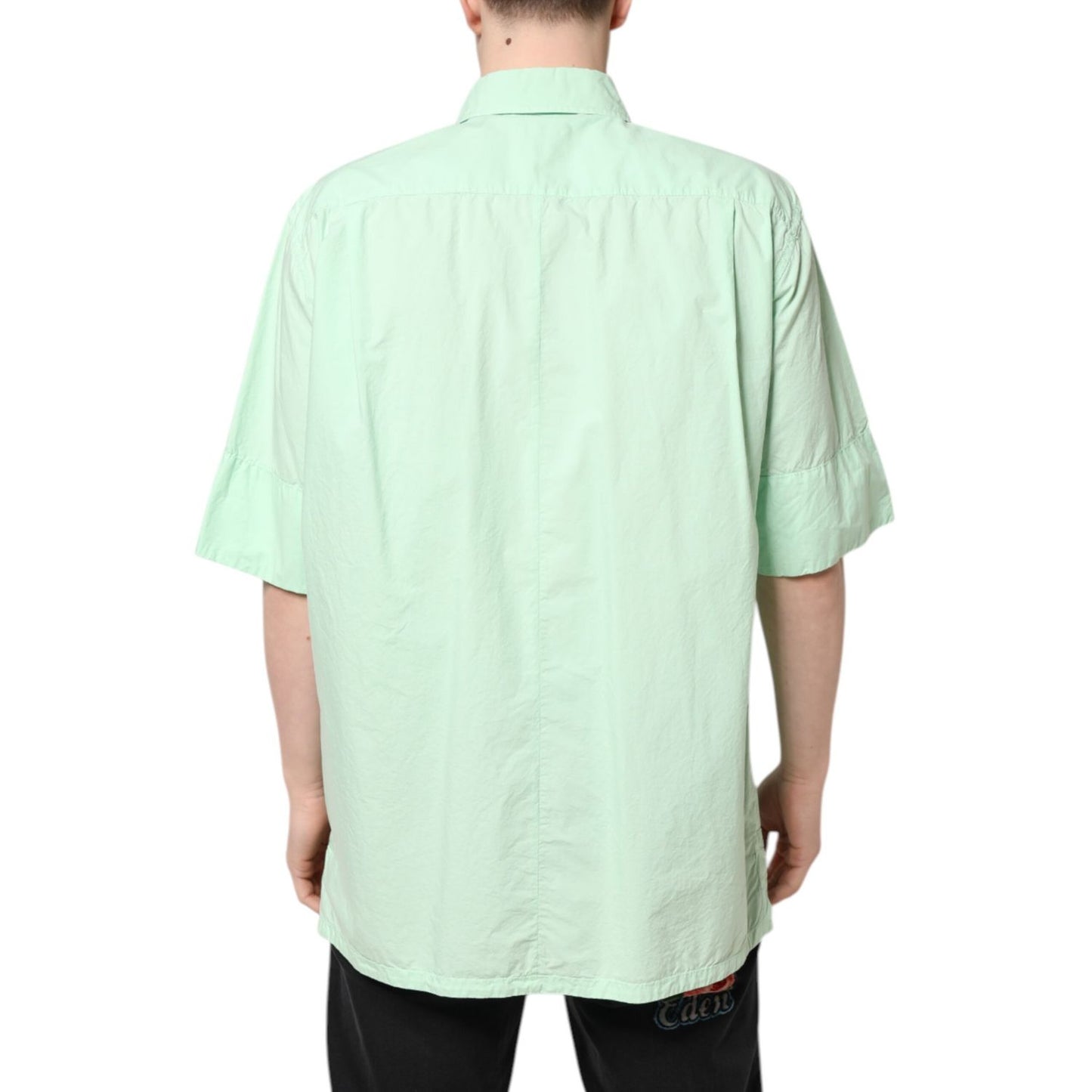 Dolce & Gabbana Green Cotton Short Sleeves Men Casual Shirt