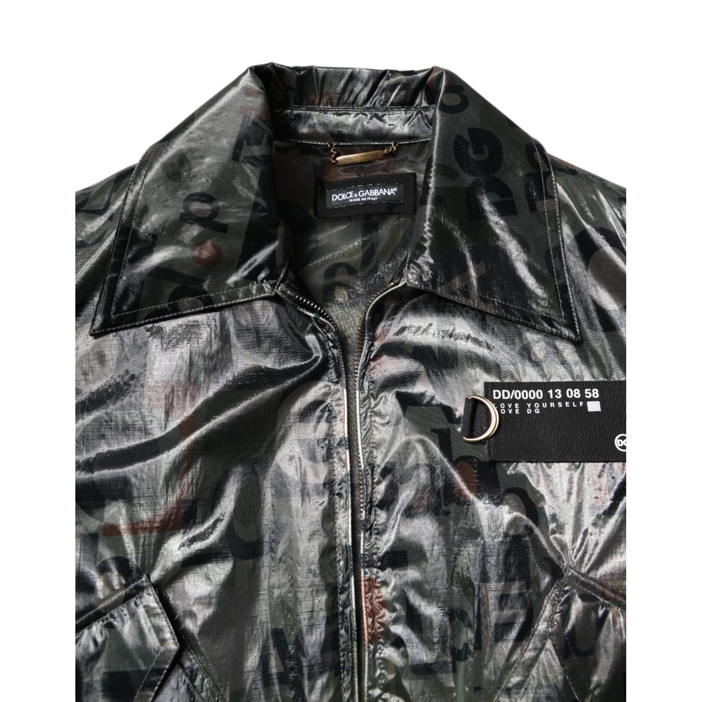 Dolce & Gabbana Green DG Logo Print Bomber Full Zip Jacket