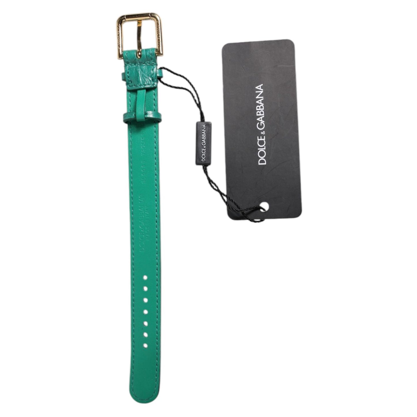 Dolce & Gabbana Green Exotic Leather Gold Tone Metal Buckle Armband