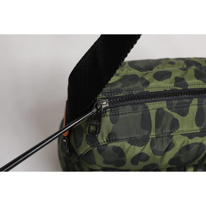 Dolce & Gabbana Green Polyester Leopard Print Shell Messenger Bag