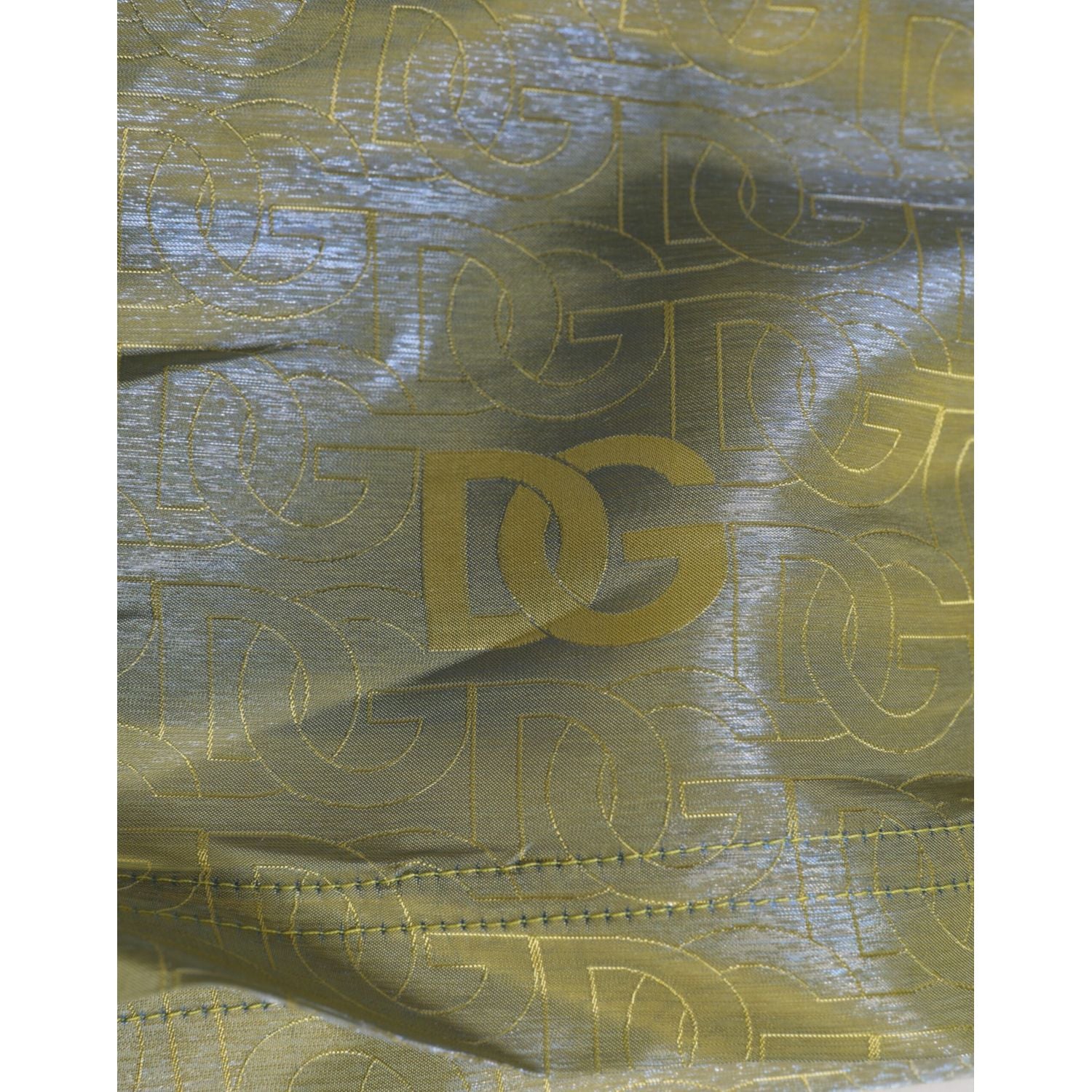 Dolce & Gabbana Green Polyester Metallic Logo Print Men Swimwear