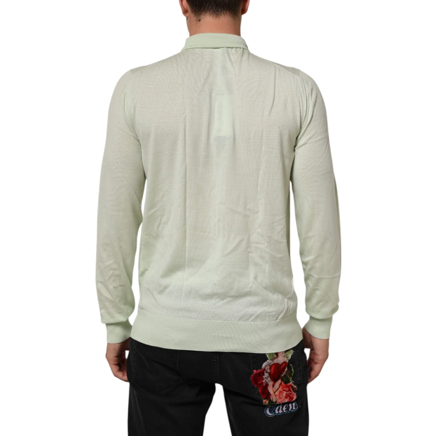 Dolce & Gabbana Light Green Logo TurtleNeck Pullover Sweater