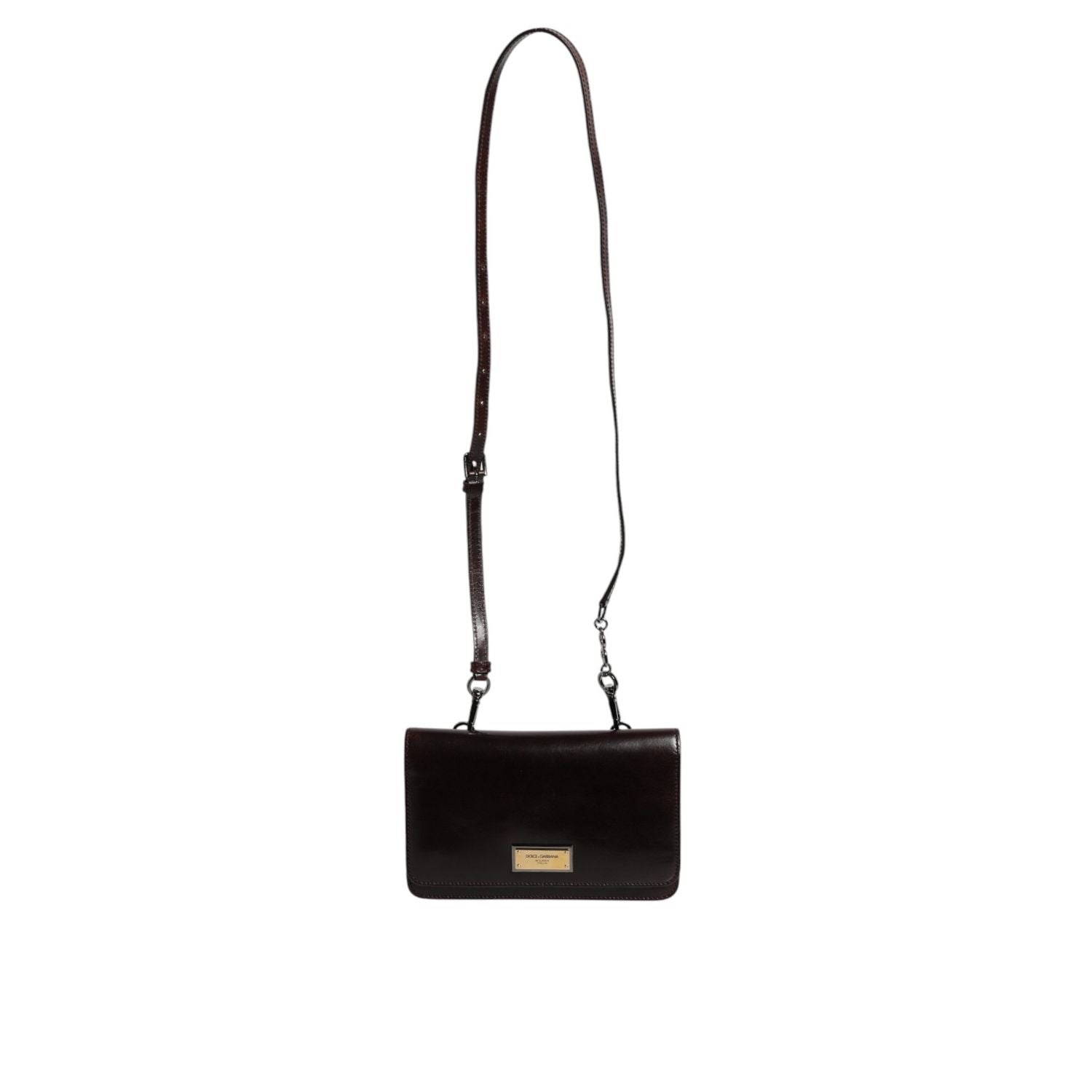 Dolce & Gabbana Maroon Horse Leather Logo Plaque Mini Crossbody Bag