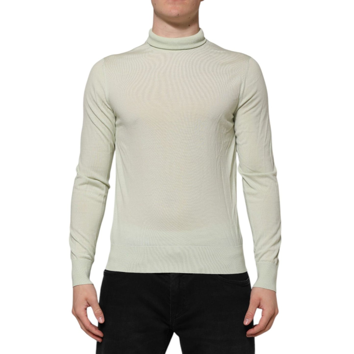 Dolce & Gabbana Mint Green Wool Turtleneck Pullover Sweater