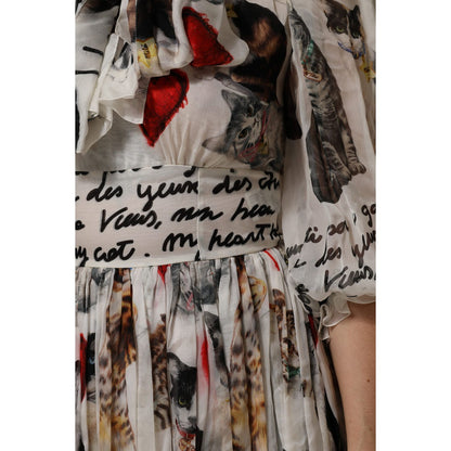 Dolce & Gabbana Multicolor Animal Print Silk Ascot Maxi Dress