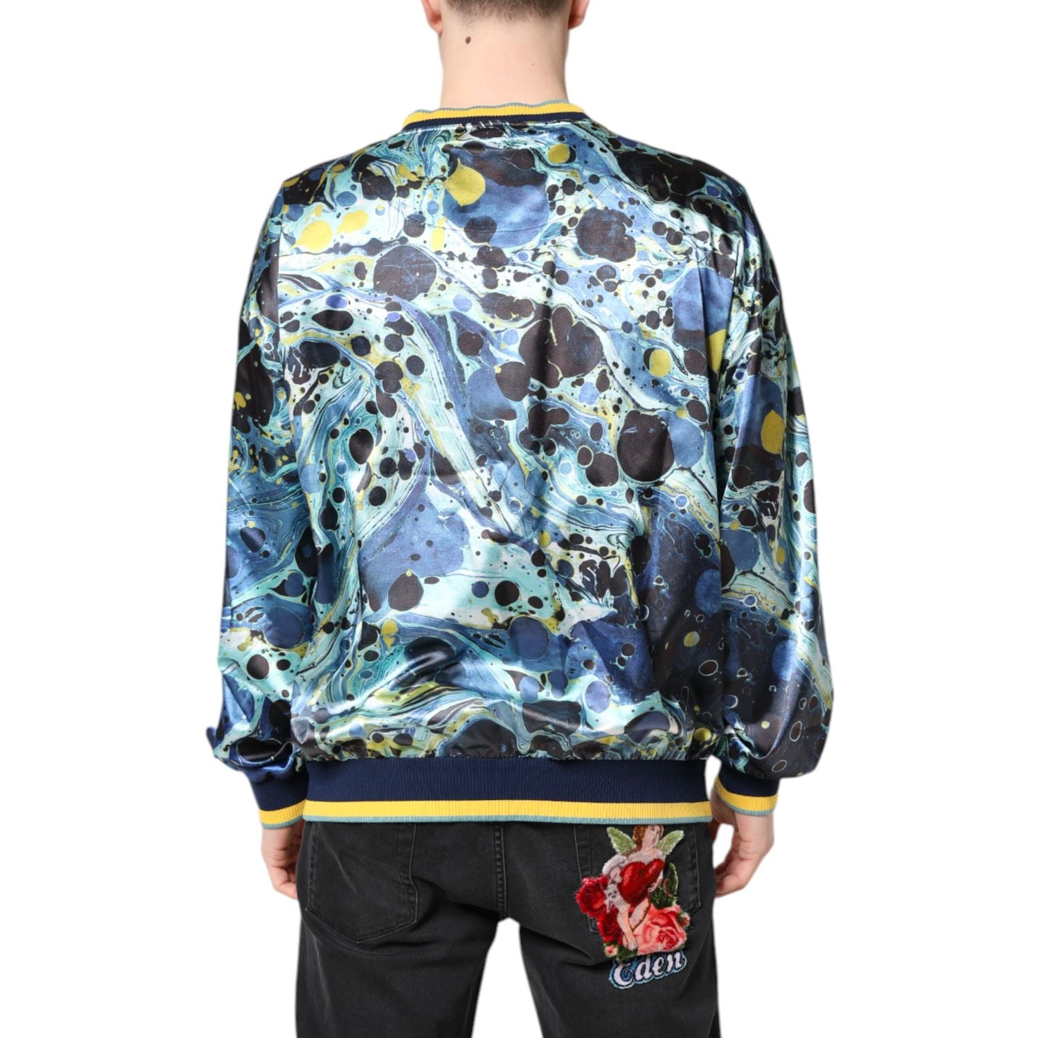Dolce & Gabbana Multicolor Marble Print Men Pullover Sweater