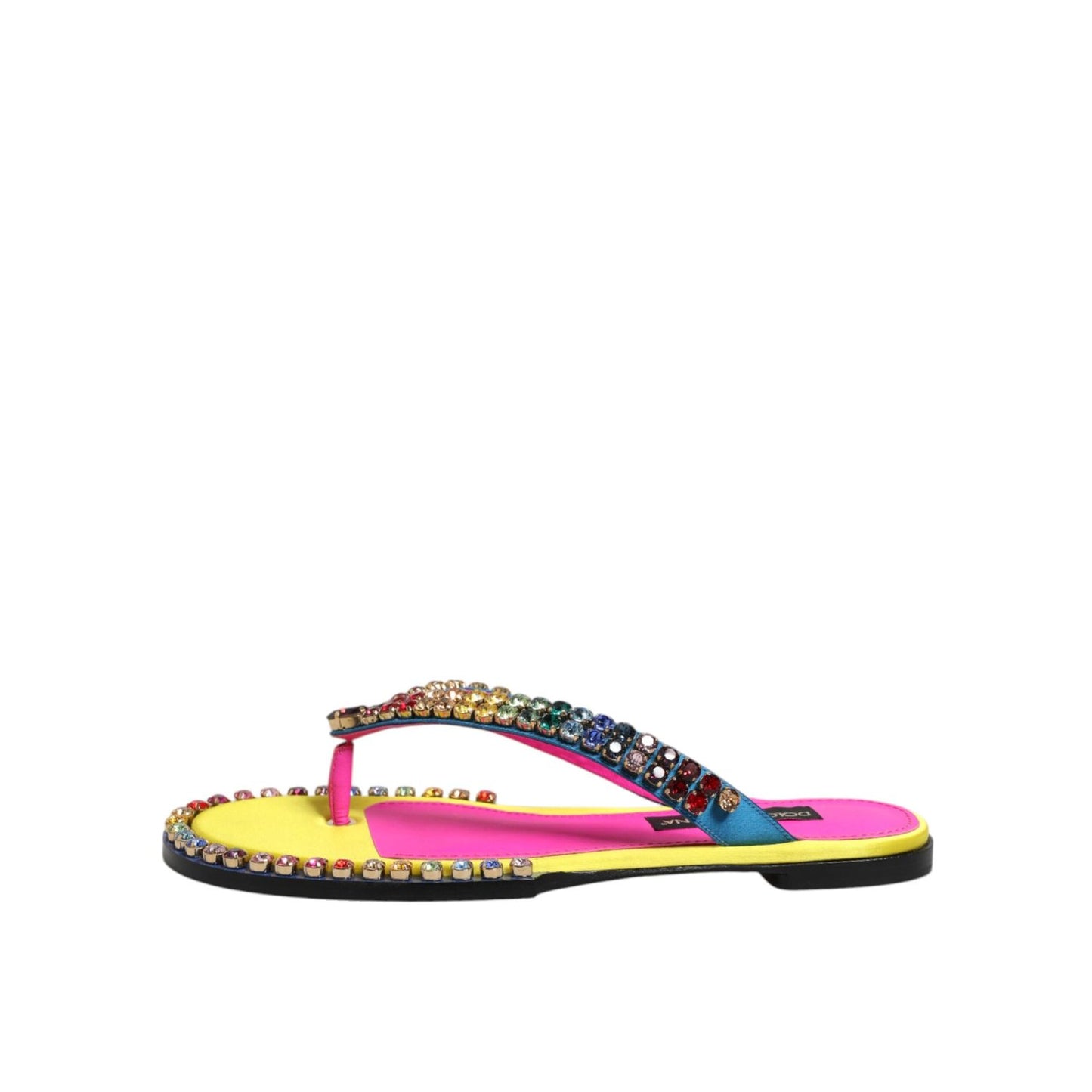 Dolce & Gabbana Multicolor Rhinestone Flip Flop Flat Sandals Shoes