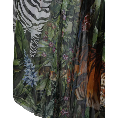 Dolce & Gabbana Multicolor Silk Jungle Print Women Maxi Dress