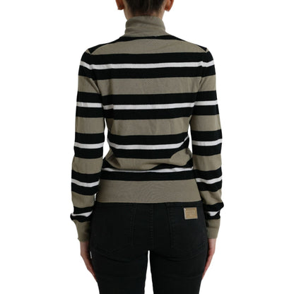 Dolce & Gabbana Multicolor Stripe Wool Logo Pullover Sweater