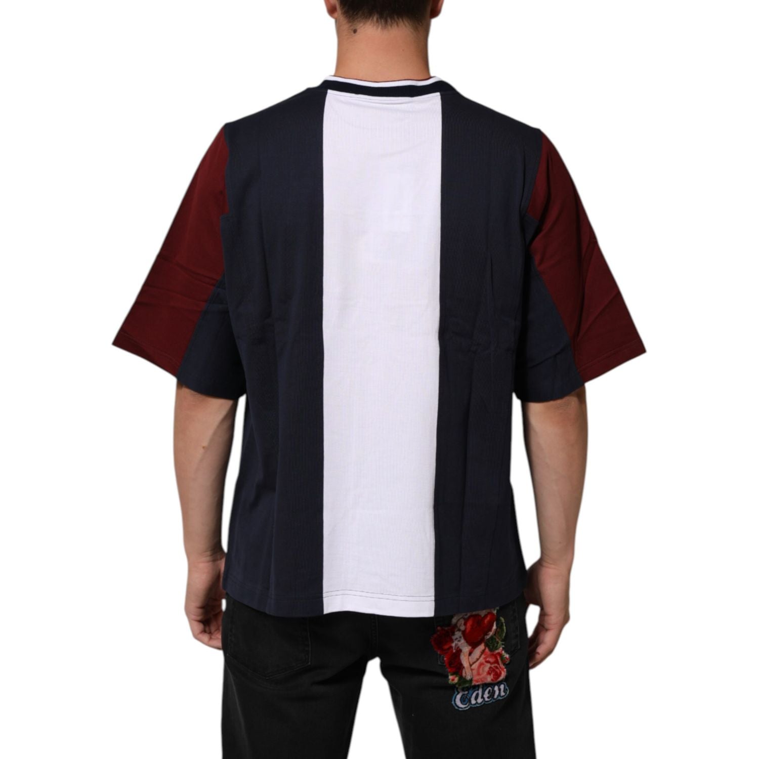 Dolce & Gabbana Multicolor Striped Cotton Men Crew Neck T-shirt