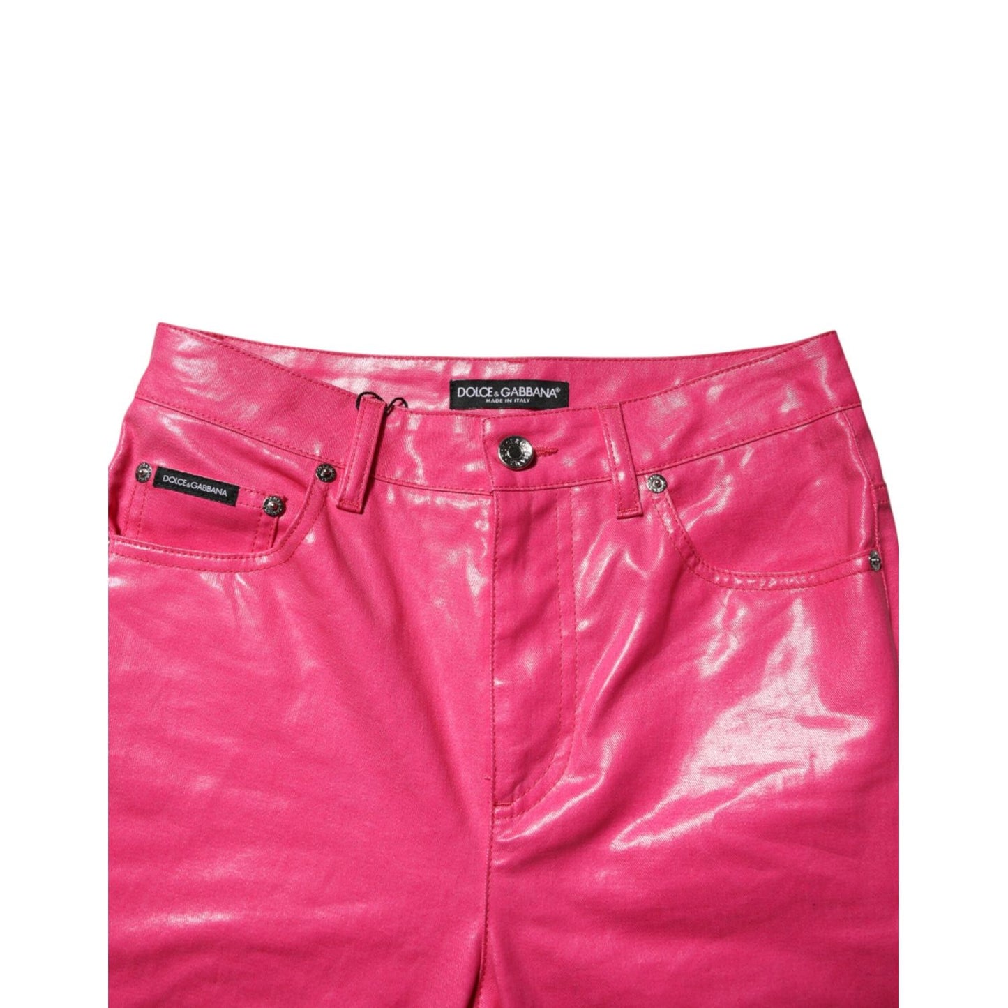 Dolce & Gabbana Pink Cotton High Waisted Skinny Denim Jeans