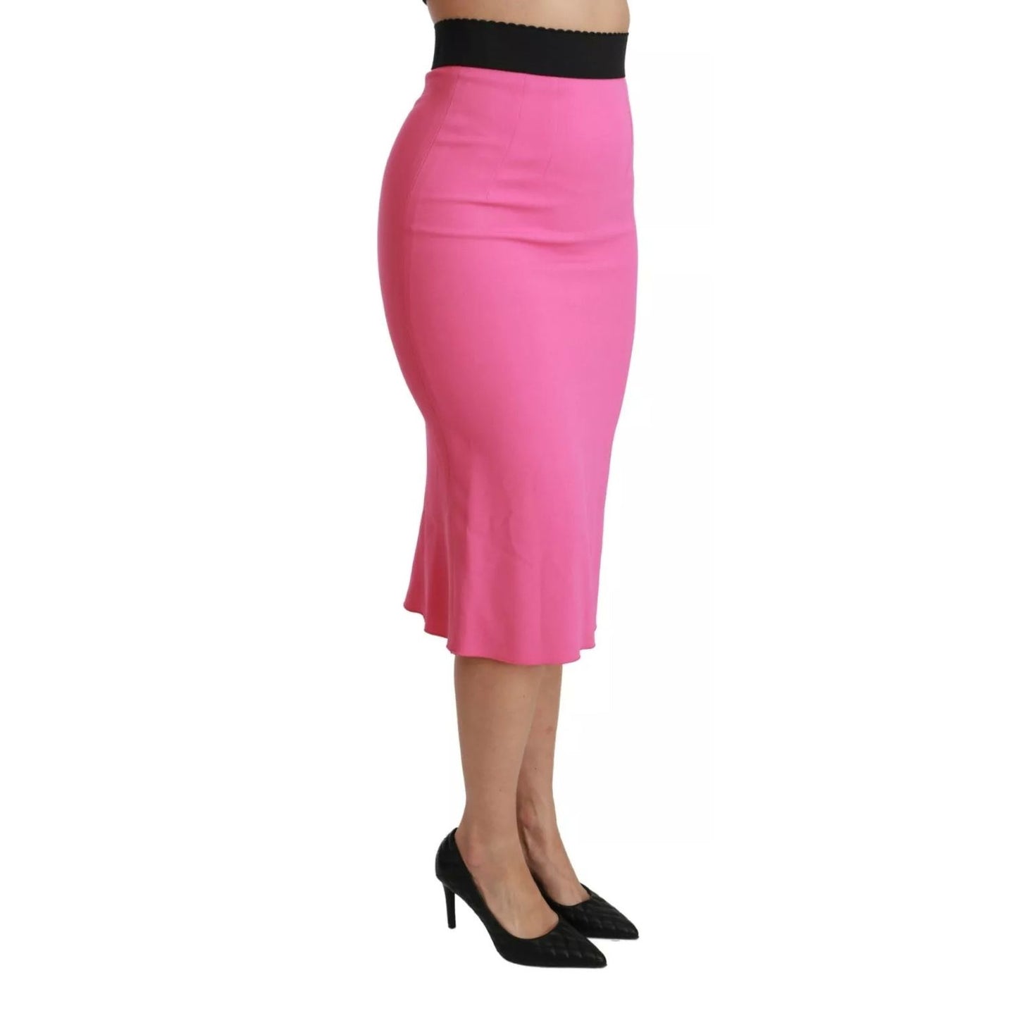 Dolce & Gabbana Pink High Waist Pencil Cut Midi Skirt