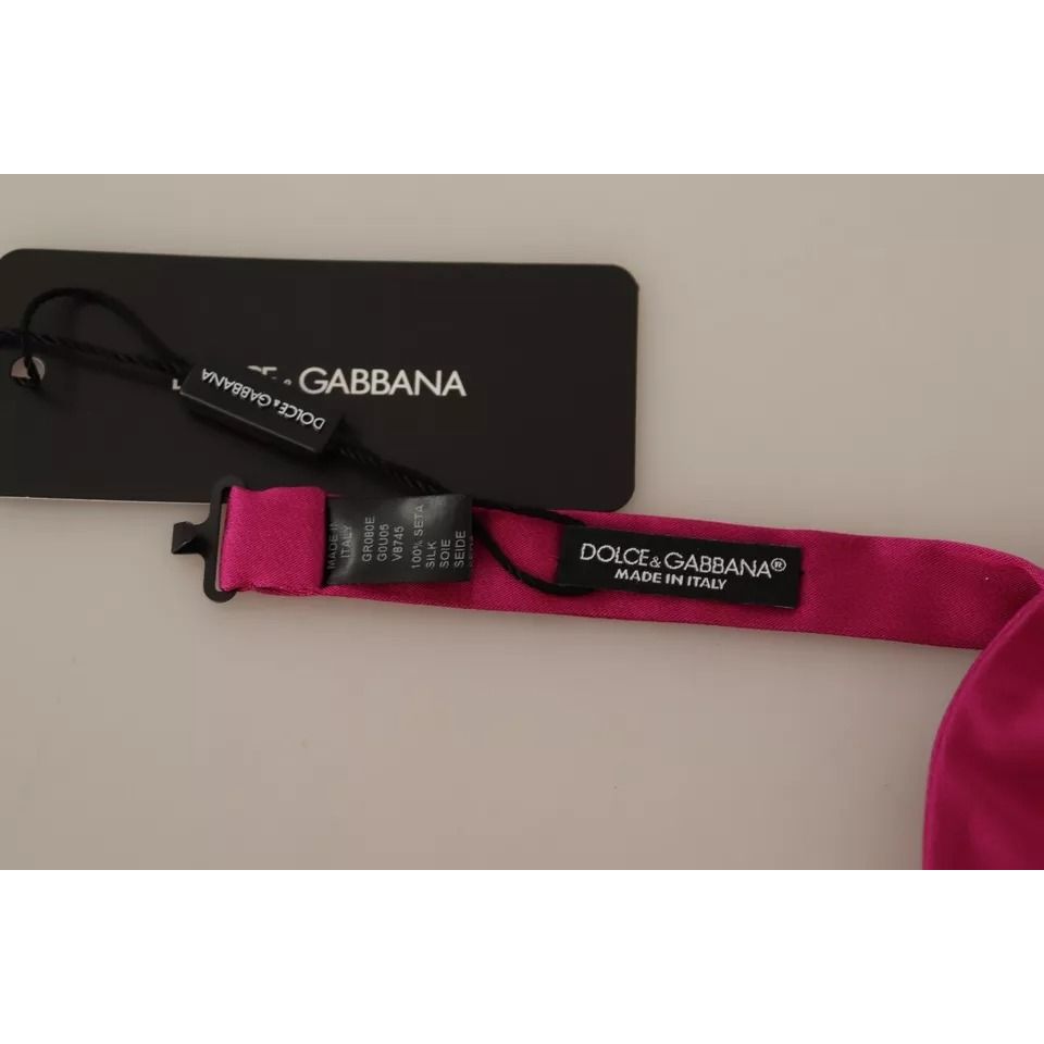 Dolce & Gabbana Pink Silk Adjustable Neck Bow Tie Men