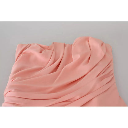 Dolce & Gabbana Pink Silk Stretch Strapless Sheath Dress