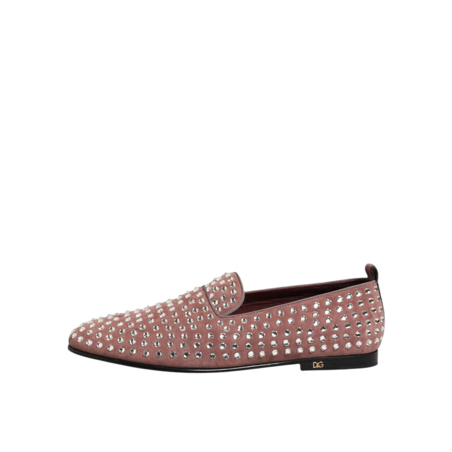 Dolce & Gabbana Pink Suede Crystals Loafers Men Dress Shoes
