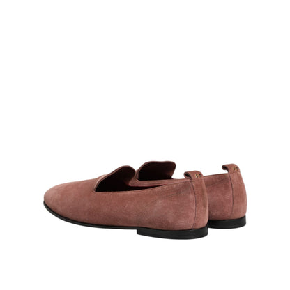 Dolce & Gabbana Pink Suede Loafers Formal Men Dress Shoes