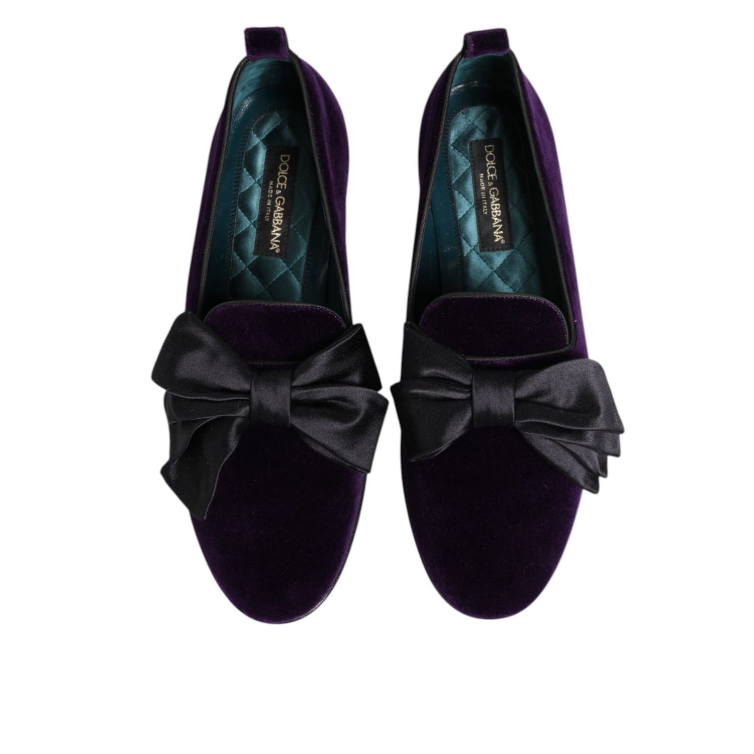 Dolce & Gabbana Purple Suede Cotton Bow Slip On Loafers Shoes