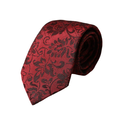 Dolce & Gabbana Red Floral Brocade Silk Adjustable Men Tie