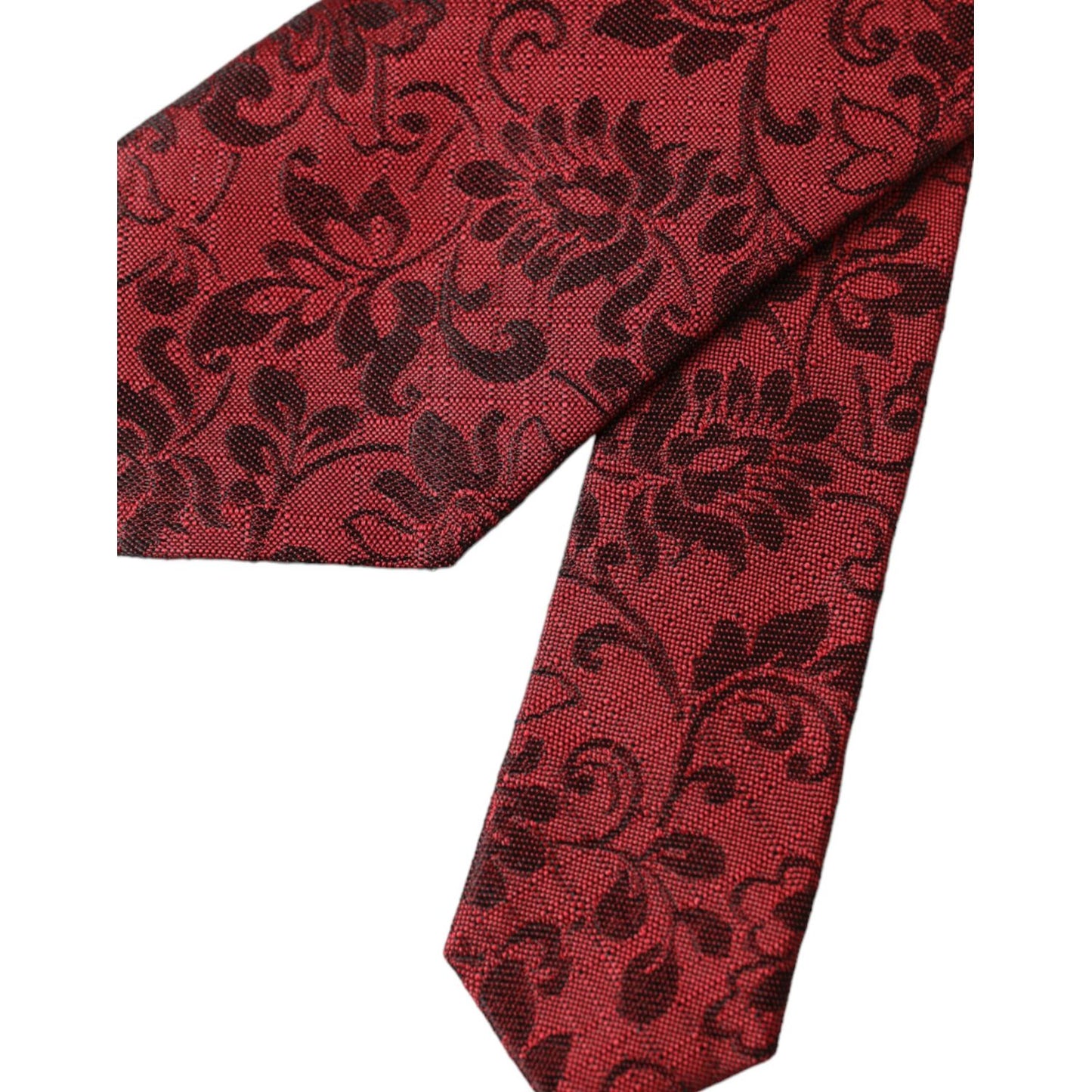 Dolce & Gabbana Red Floral Brocade Silk Adjustable Men Tie