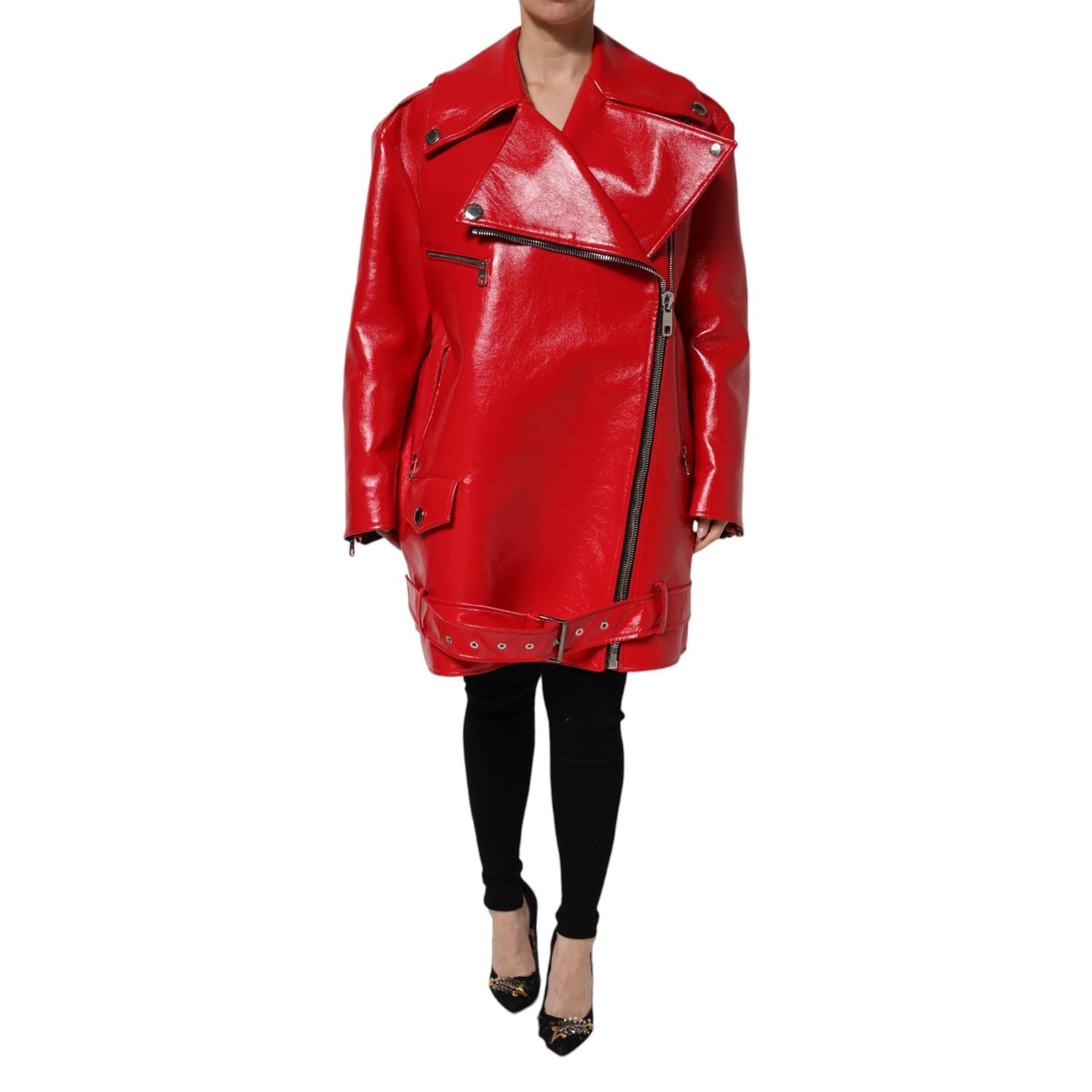 Dolce & Gabbana Red Lambskin Full Zipper Jacket
