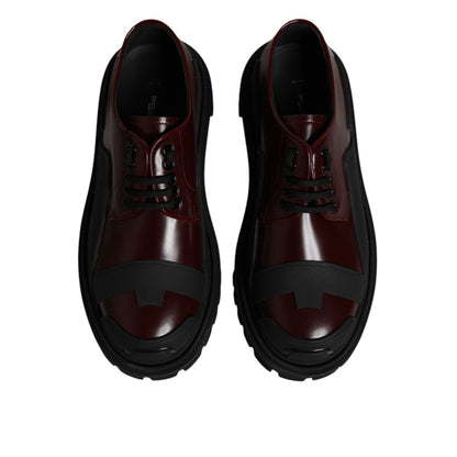 Dolce & Gabbana Red Leather Lace Up Trekking Dress Shoes