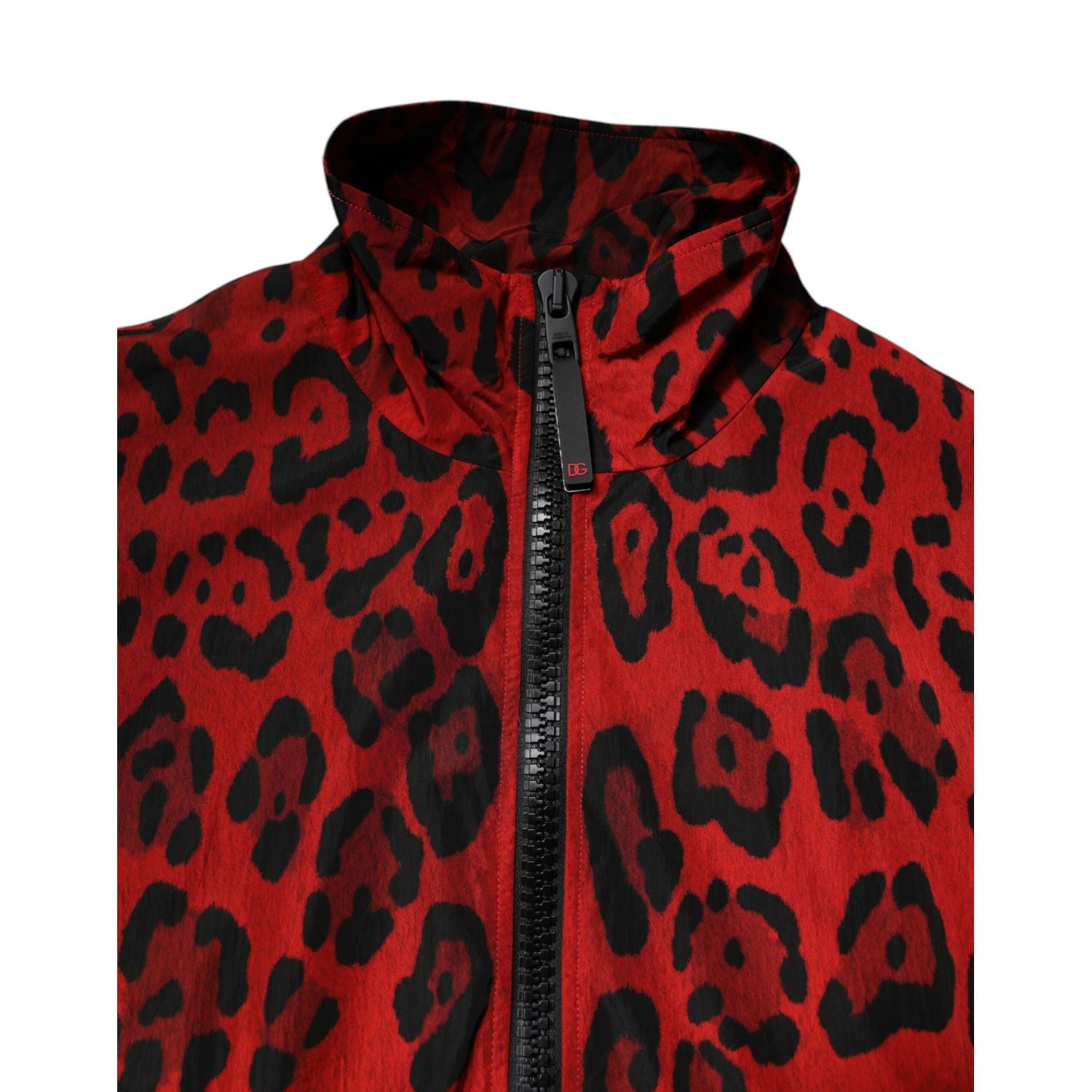 Dolce & Gabbana Red Leopard Nylon Bomber Full Zip Jacket