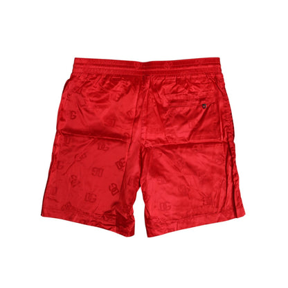 Dolce & Gabbana Red Nylon Drawstring Beachwear Shorts Swimwear