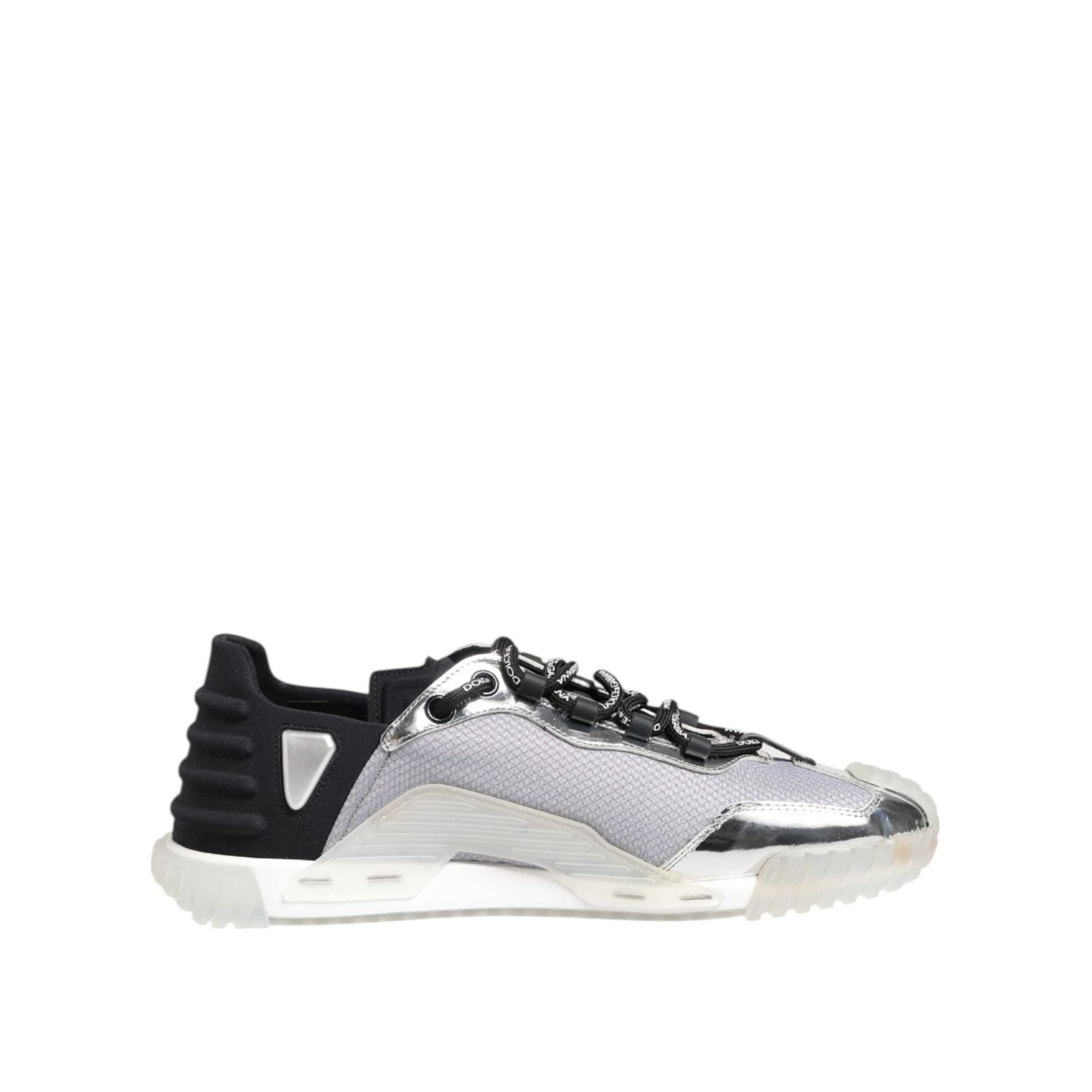 Dolce & Gabbana Silver Black Nylon NS1 Low Top Sneakers Shoes