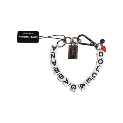 Dolce & Gabbana Silver Brass Chain Dice Logo Embellished Charm Bracelet