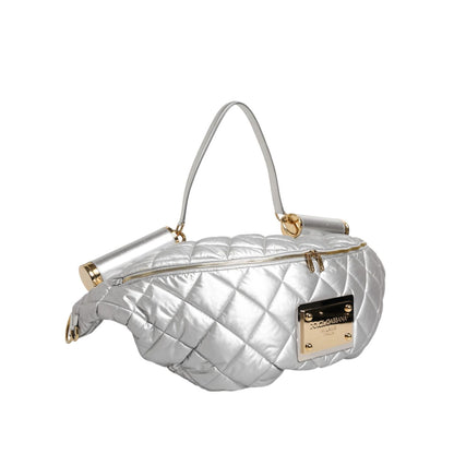 Dolce & Gabbana Silver Quilted Filled Crossbody Shoulder Bag SICILY Bag