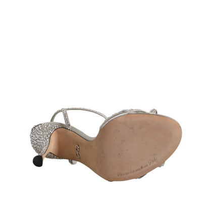 Dolce & Gabbana Silver Strass Ankle Strap KEIRA Sandals Shoes