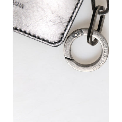 Dolce & Gabbana Wallet Black Leather Logo Embossed Key Chain Card Holder Wallet