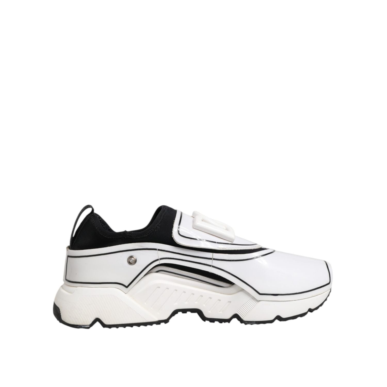 Dolce & Gabbana White Black Logo Plaque Daymaster Men Sneakers Shoes